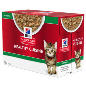 Hills Science Plan Kitten Healthy Cuisine Stew with Chicken – пълноценна мокра храна за котенца до 1 година, бременни или кърмещи котки, задушено пилешко със зеленчуци 12 x 80 гр.